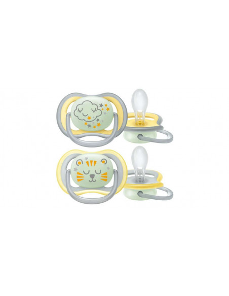 Suzete ultra air cu buton fosforescent Philips Avent, +18 luni, 2 bucati, SCF376/01, Philips