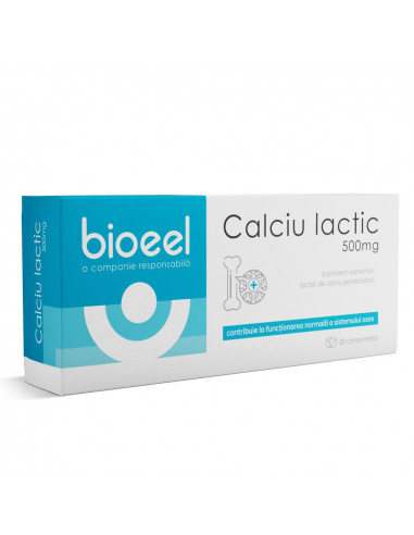 Calciu lactic 500mg, 20 comprimate, Bioeel