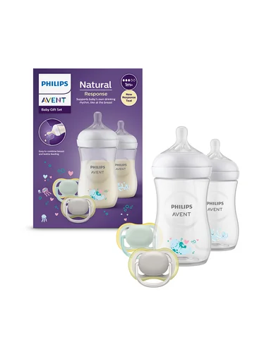 Set biberoane Natural Response SCD837/11, 2x260ml + 2x Suzete, Philips Avent