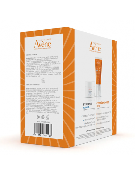 Pachet Gel crema hidratant Hydrance Aqua 50 ml + Crema anti-age cu SPF 50+ 50 ml, Avene,Lab.Pierre