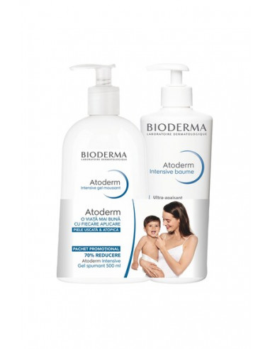 Bioderma Atoderm Intensive Balsam 500 ml + Gel spumant 500 ml – pachet promo