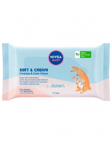 Nivea Baby Soft & Cream Wipes – 57 șervețele
