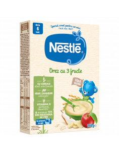 Nestlé Infant Cereals Orez cu 3 fructe, 250 g