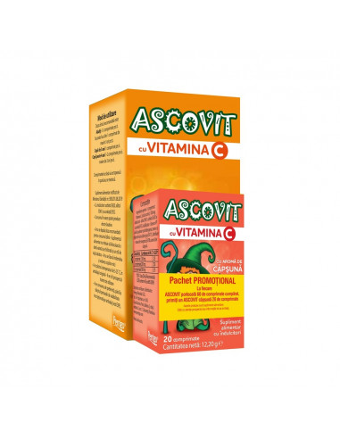 Ascovit Vitamina C portocală 60 cpr + căpșuni 20 cpr, Perrigo