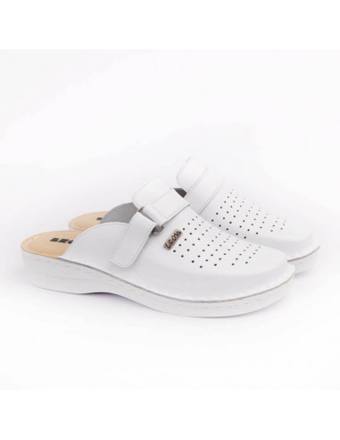 Sabot bărbați Leon V230 alb, piele naturală cu branț gel (măr. 44)