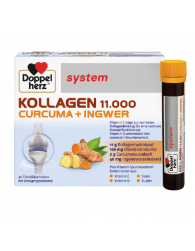 Doppelherz system KOLLAGEN 11 000 Curcuma + Ghimbir – 30 fiole