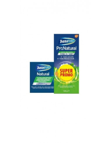 Theratuss ProNatural sirop 128 g + Theratuss Natural x 16 cpr – Promo