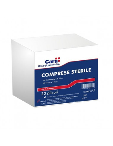 Comprese sterile CARA, tifon 10 × 10 cm – 20 plicuri