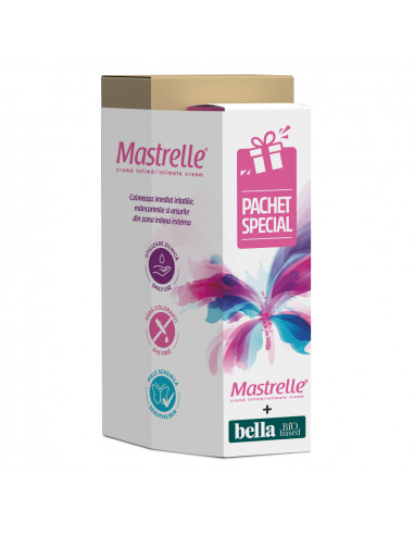 Pachet Mastrelle cremă intimă 45 g + Absorbante zilnice Bella Bio Based Normal 28 buc