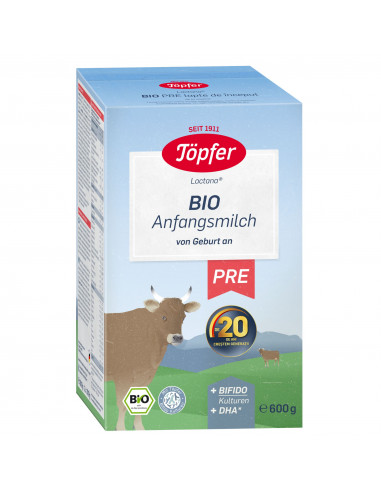 Töpfer Lactana Bio Pre, lapte praf organic pentru sugari 0–6 luni, 600 g