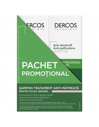 Pachet Vichy Dercos Șampon Antimătreață Scalp Sensibil – 2 x 200 ml