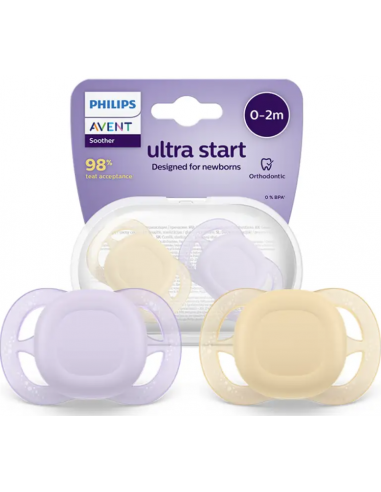 Philips Avent Ultra Start SCF075/01 – Suzete ortodontice 0–2 luni, 2 buc.
