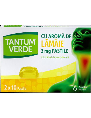 Tantum Verde cu aromă de lămâie – 20 pastile