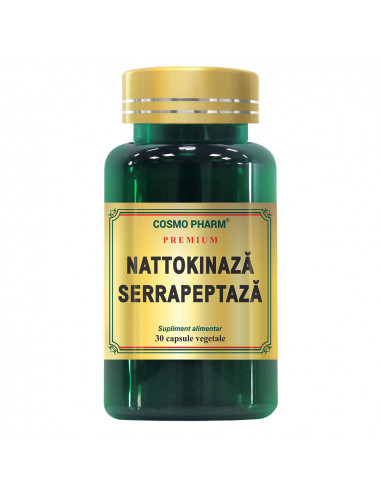 Nattokinaza + Serrapeptază – 30 capsule vegetale gastro-rezistente
