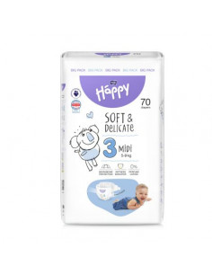Happy scutece big midi nr. 3 (5-9kg), 70 bucati, BELLA...