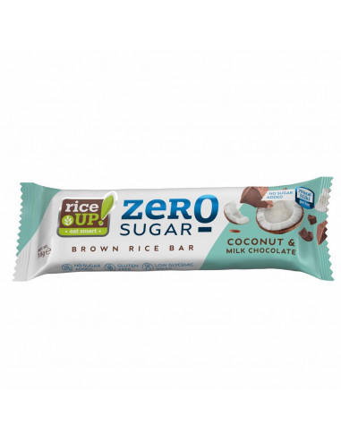 RiceUP! Zero Sugar Brown Rice Bar – Coconut & Milk Chocolate, 18 g
