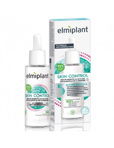 Elmiplant Skin Control – Ser de noapte cu acțiune exfoliantă și iluminatoare, 30 ml