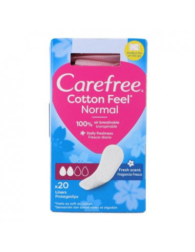 Carefree Cotton Feel Normal – Absorbante zilnice, 20 bucăți, fără parfum