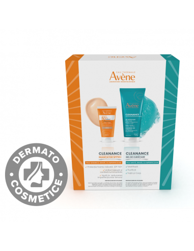 Pachet Avene Cleanance – Gel de curățare 200 ml + Cremă nuanțatoare SPF 50+ Triasorb 50 ml