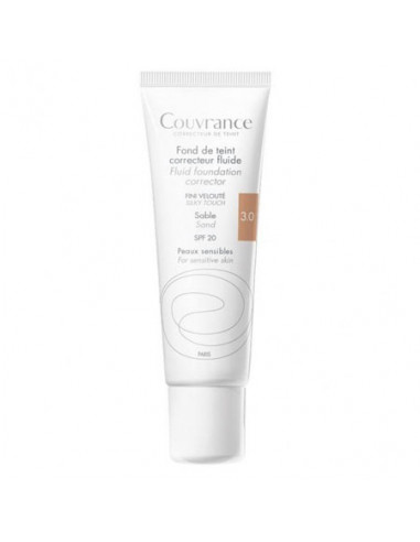 Avène Couvrance Fluid Corrective Foundation SPF 20 – nuanța Sand 3.0, 30 ml