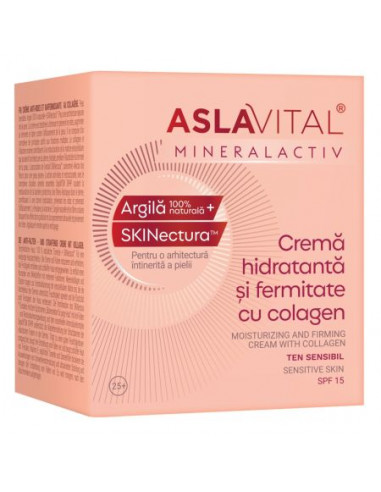 Aslavital MineralActiv – Cremă Hidratantă și de Fermitate cu Colagen SPF 15, 50 ml