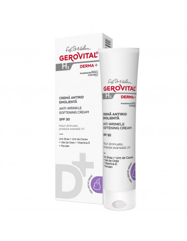 Gerovital H3 Derma+ – Cremă emolientă antirid cu SPF 30, 30 ml