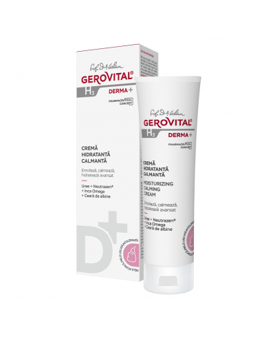 Gerovital H3 Derma+ – Cremă hidratantă calmantă (emolientă) cu uree, 50 ml