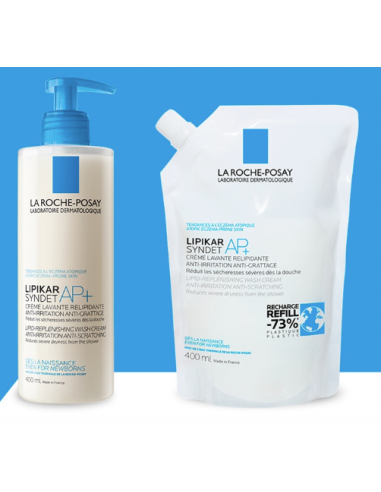 La Roche-Posay Lipikar Syndet AP+ – gel-cremă de spălare 400 ml + refill eco 400 ml