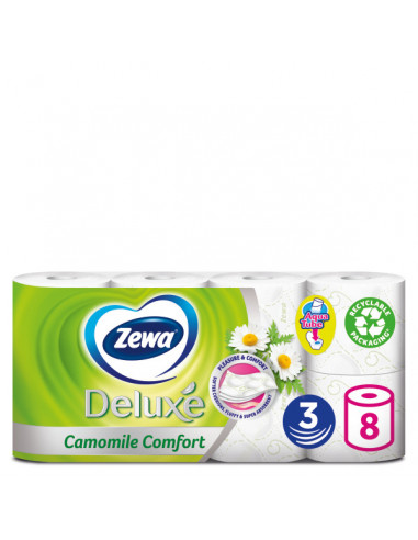Zewa Deluxe Camomile Comfort – 8 role, 3 straturi, aromă de mușețel