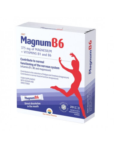 Magnum B6 – magneziu + vitamine B1 & B6, 20 plicuri orodispersabile