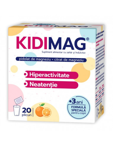 Zdrovit Kidimag – magneziu ionic + vitamina B₆ pentru copii (≥ 3 ani), 20 plicuri
