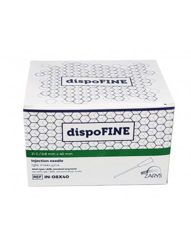 Ace hipodermice sterile ZARYS dispoFINE 21G – 0,8 × 40 mm, 100 buc.