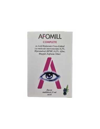 Afomill Complete – picături oculare cu afine, mușețel & ginkgo, 15 ml