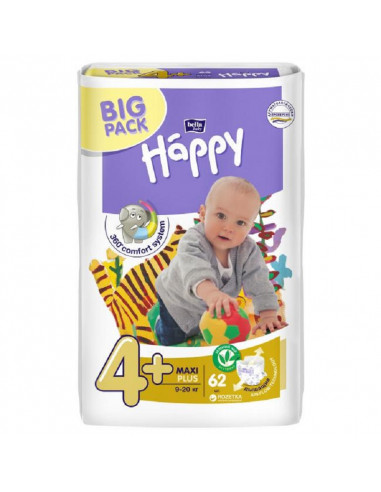 Bella Baby Happy Maxi Plus Nr. 4+, – 62 scutece (9–20 kg)