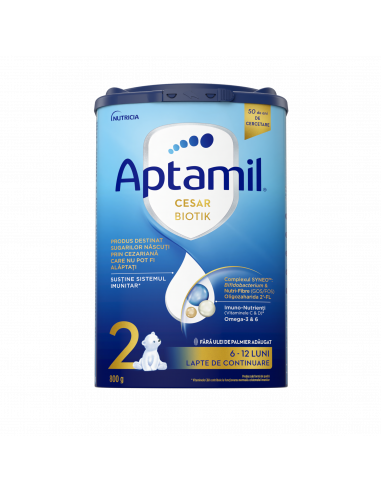 Aptamil 2 Cesar Biotik – formulă follow-on 800 g