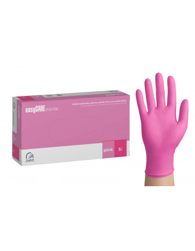 Mănuși nitirle easyCARE roz, fără pudră, S × 100 bucăți