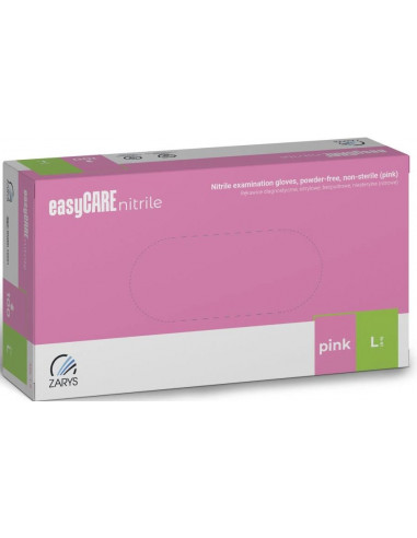 Mănuși nitrile easyCARE roz, L – 100 bucăți
