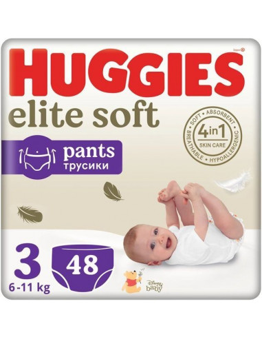 Huggies Elite Soft Pants Mega 3 – 48 bucăți (6-11 kg)