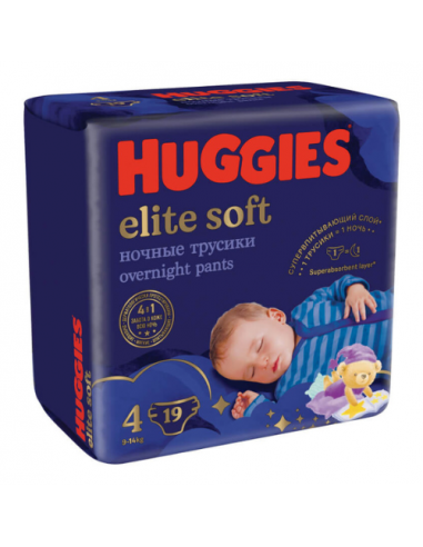 Huggies Elite Soft Night Pants Nr. 4 – 9-14 kg, 19 bucăți