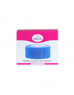 Bandaj elastic autoadeziv Minut – 5 cm × 4,5 m (albastru)