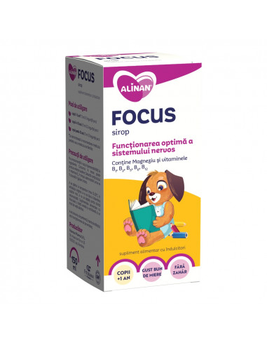 : Alinan Focus sirop 150 ml – susține memoria și concentrarea la copii