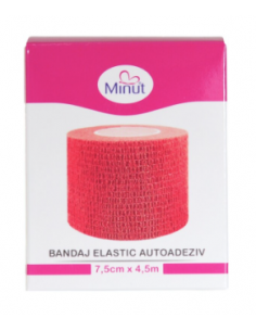 Bandaj elastic autoadeziv Minut – roșu 7,5 cm × 4,5 m