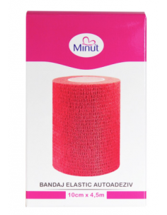 Bandaj elastic autoadeziv Minut – roşu 10 cm × 4,5 m