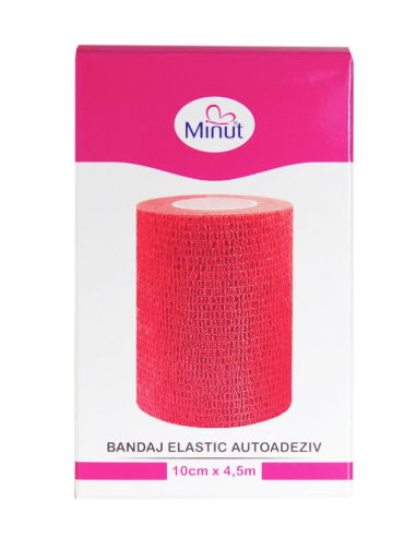 Bandaj elastic autoadeziv Minut – roşu 10 cm × 4,5 m