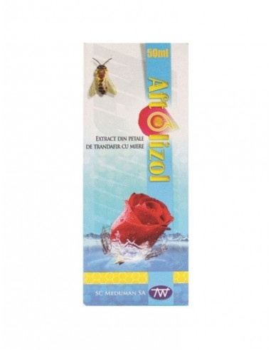 Aftolizol – soluție bucofaringiană 50 ml, extract trandafir & miere (Meduman)