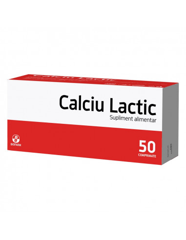 Calciu Lactic, 50 comprimate – Biofarm