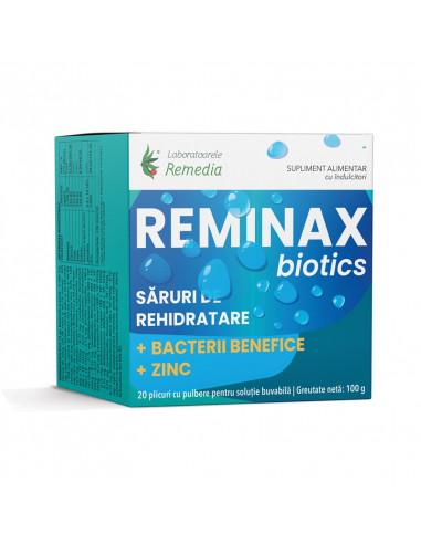 Reminax Biotics – Saruri Rehidratare + Bacterii Benefice & Zinc, 20 plicuri