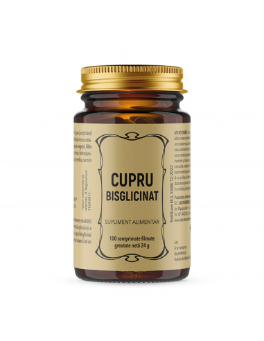 Cupru Chelat Bisglicinat, 100 comprimate