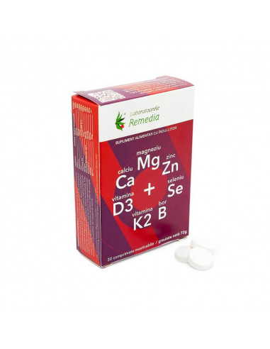 Ca + Mg + Zn + D3 + Se, 30 comprimate masticabile