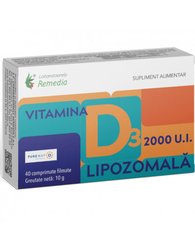 Vitamina D3 Lipozomală 2000 UI – 40 comprimate filmate, Remedia